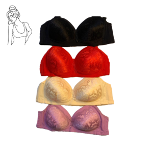 Elegant Jacquard Lace Bra - Single Padded Comfort Fit